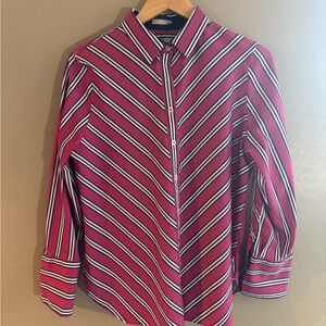 Chico's Fuchsia and Blue Striped Shirt